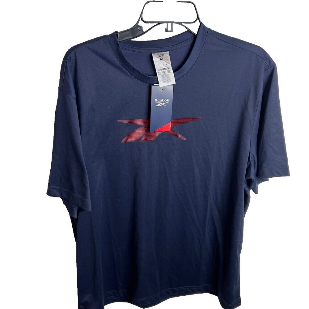 Reebok Men's Vector Performance Short Sleeve Logo Graphic T-Shirt Navy Size 2XL
